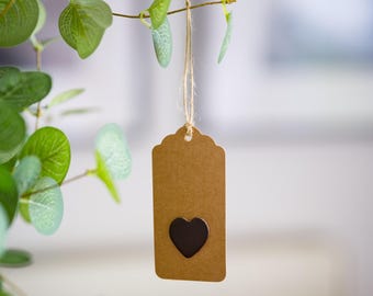 Handmade Leather Heart Gift Tag – Wedding Favour, Anniversary, Valentine’s Day Wrap