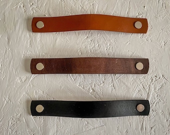 Handmade Flat Leather drawer handles,Leather Door Handles, Cupboard Handles, Kitchen Pulls, Ikea Handles, Leather Pulls Various Colours