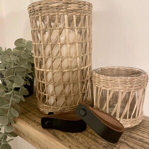 Tirador de cajón de cuero negro hecho a mano: manija de puerta de gabinete, gancho de bucle