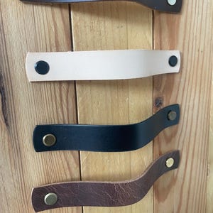Handmade Flat Leather Drawer Pulls: Cabinet & Furniture Handles