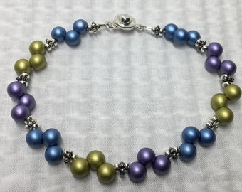 Metallic Satin Pearl Bracelet