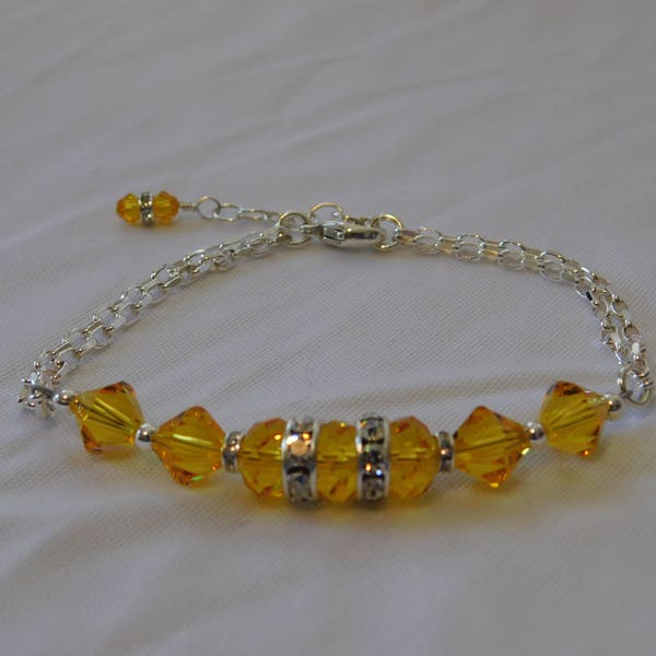 Swarovski Yellow Crystal Silver Bracelet