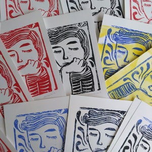 Ideas, Linoleum linocut stamp print illustration printmaking prints linoleum image 4