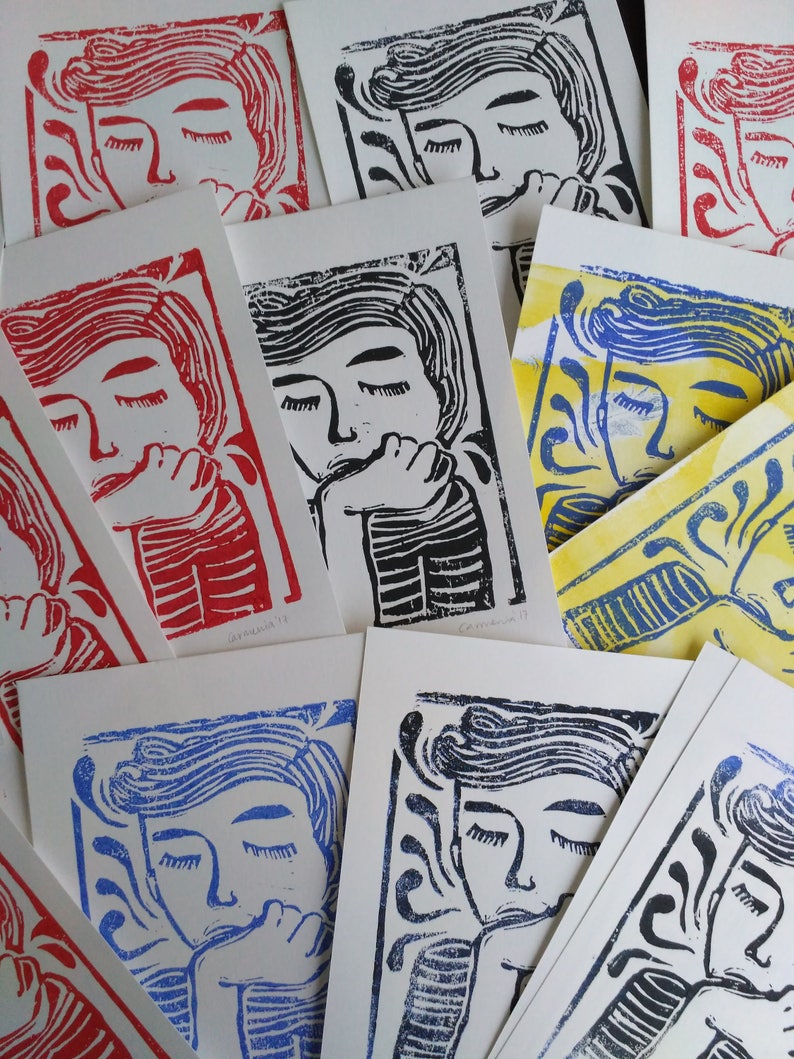 Ideas, Linoleum linocut stamp print illustration printmaking prints linoleum image 4