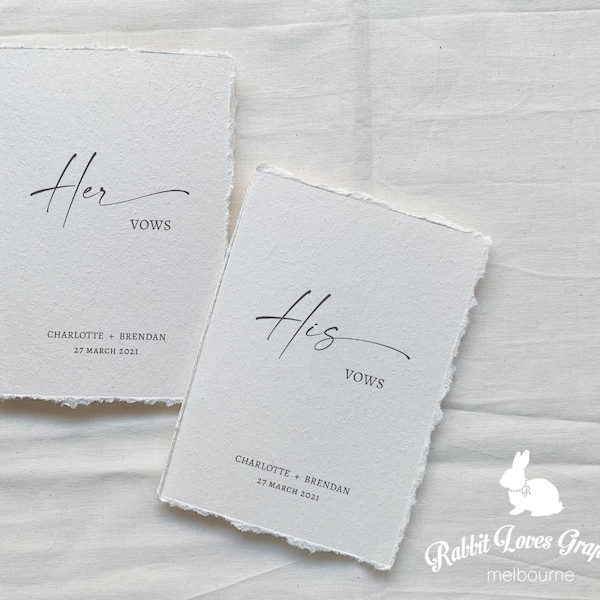 Set of 2 Personalized Wedding Vow Books with hand torn edge [V10009]