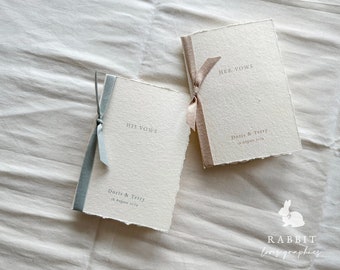 Set of 2 Personalized Wedding Vow Books with hand torn edge [V10017]
