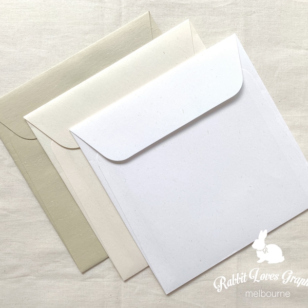 10 x Square Envelope | Japanese Recycled Textured Paper | 160x160mm