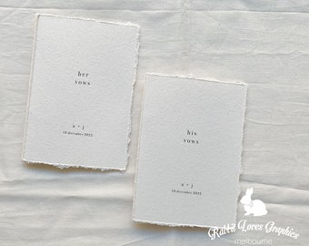 Set of 2 Personalized Wedding Vow Books with hand torn edge [V10012]