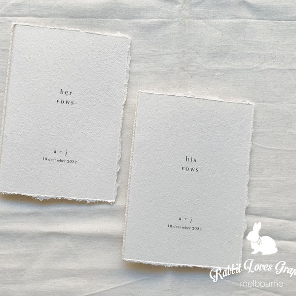 Set of 2 Personalized Wedding Vow Books with hand torn edge [V10012]