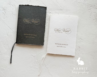 Set of 2 Personalized Wedding Vow Books with hand torn edge [V10002] | Foiled