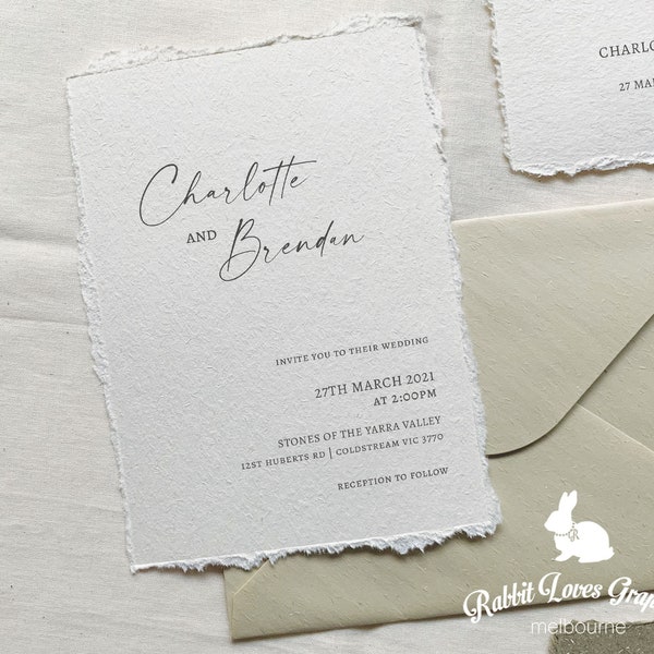 Personalised Card | Invitation #M60009 (hand torn edge)