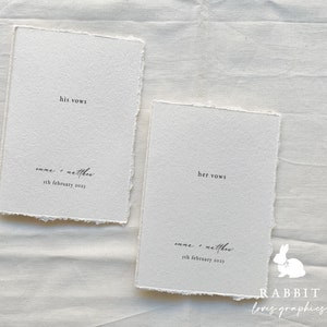 Set of 2 Personalized Wedding Vow Books with hand torn edge [V10015]