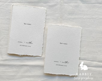 Set of 2 Personalized Wedding Vow Books with hand torn edge [V10015]
