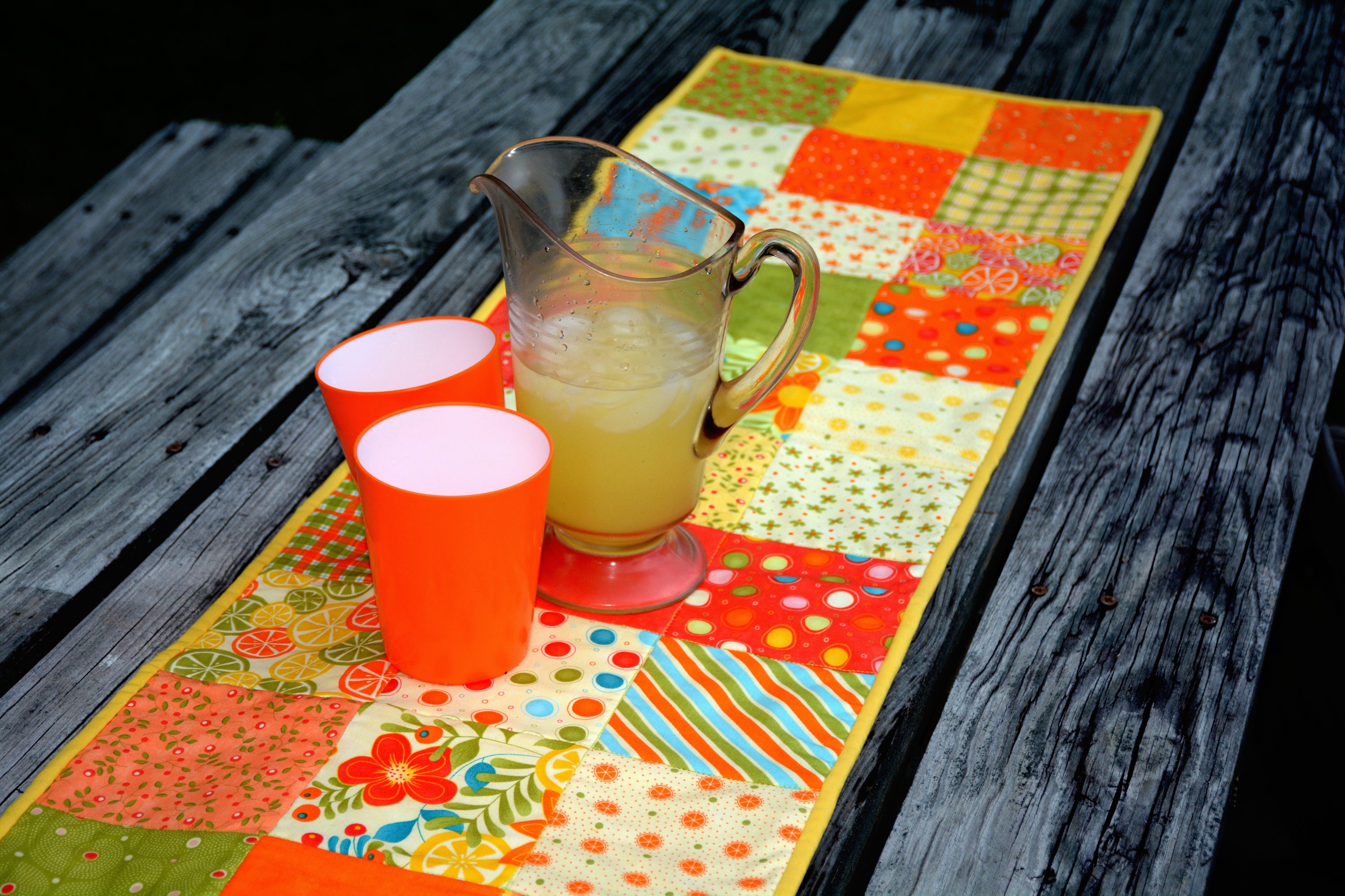 Summer Table Runner Picnic Table Runner Quilted Table Etsy