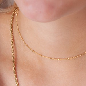 Gold satellite Necklace, Gold choker Bobble necklace 14", 36cms.