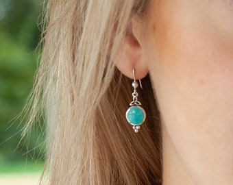 Sterling Silver Turquoise Trinity Drop Earrings