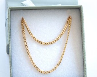 Double Gold Curb necklace, layering gold necklace, two chain necklace,  non tarnish Gold Chain Necklace Set