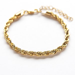 Gouden touwarmband, kabelkettingarmband, gedraaide schakelarmband