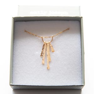 Gold-fill Necklace, Hammered Gold Bar Pendant, Delightful Handmade Necklace
