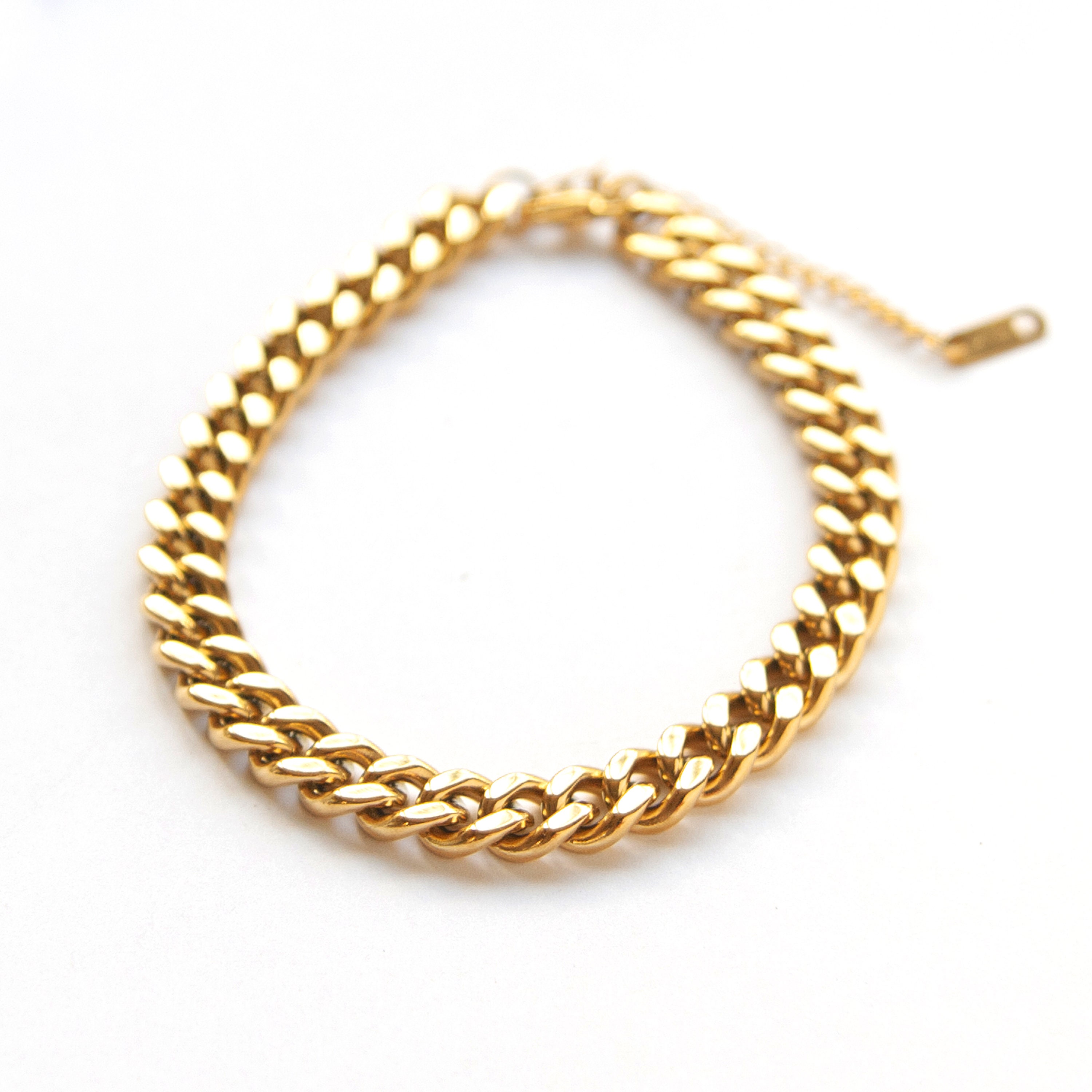 Gold Cuban Chain Anklet Cuban Link Ankle Bracelet Miami Curb Etsy