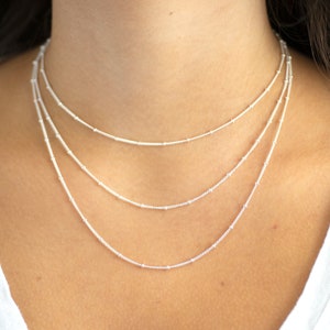 Silver satellite Necklace, Silver Bobble necklace, Silver Choker Necklace, Bead Necklace