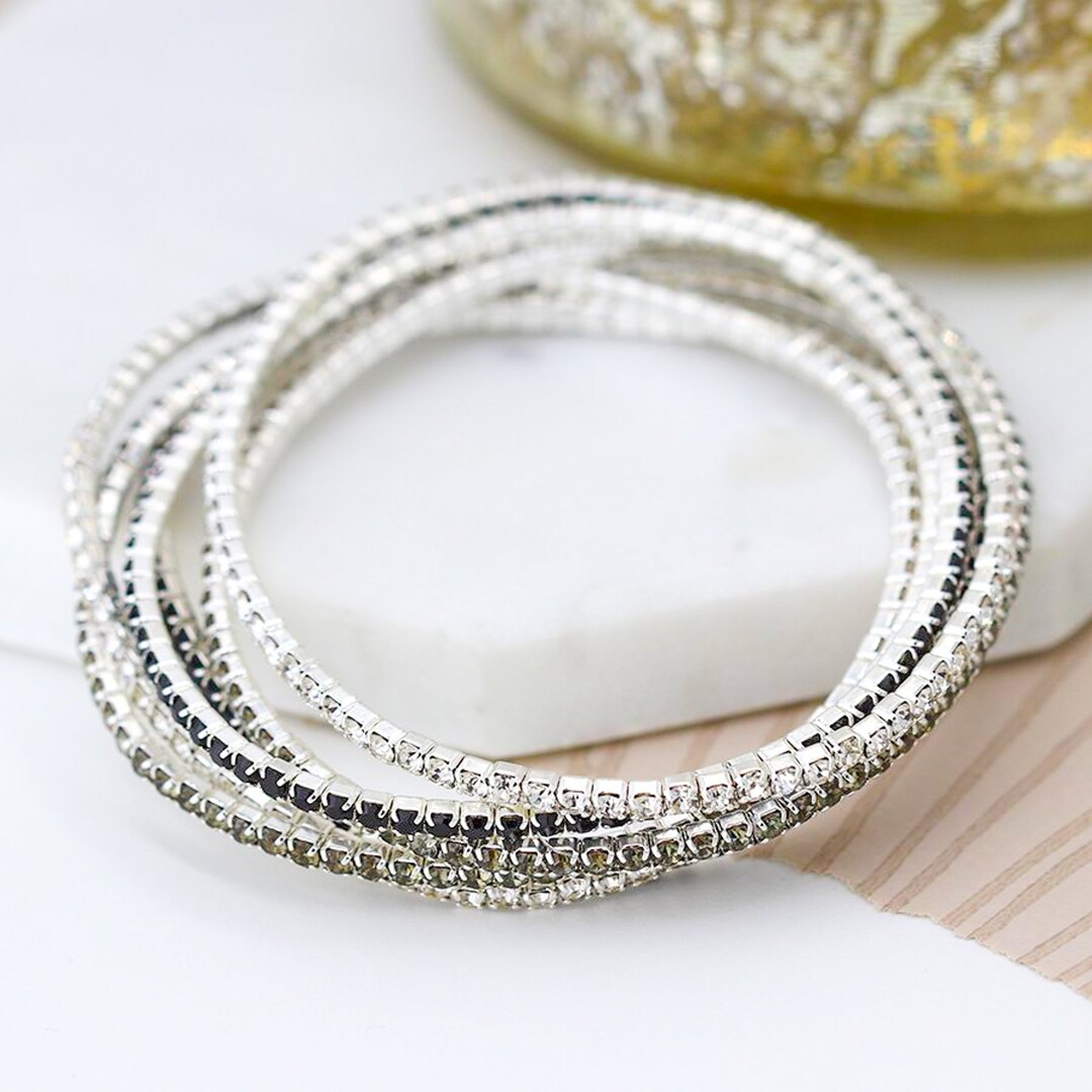Elastic Tennis Bracelet Crystal Steel main image 1