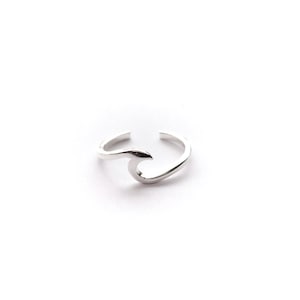 Anello per alluce in argento sterling, design a onda con misura regolabile.