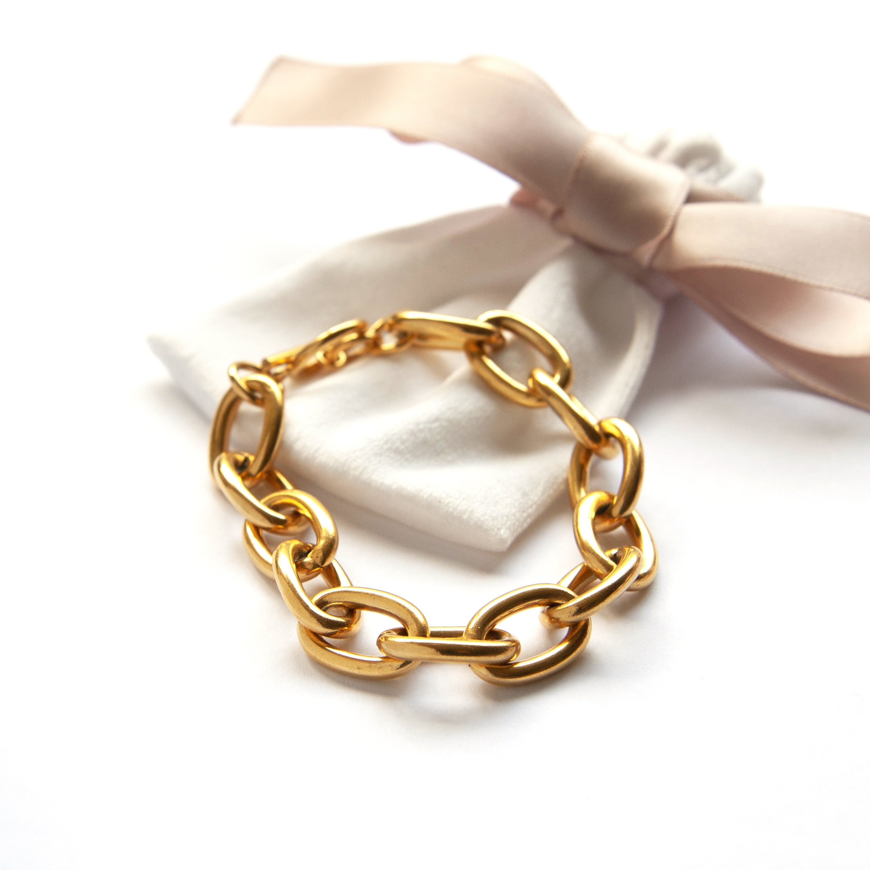 18K Gold Large Link Bracelet Toggle Chain Bracelet Large Etsy