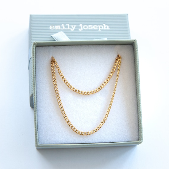 Double Gold Curb Necklace, Layering Gold Necklace, Two Chain