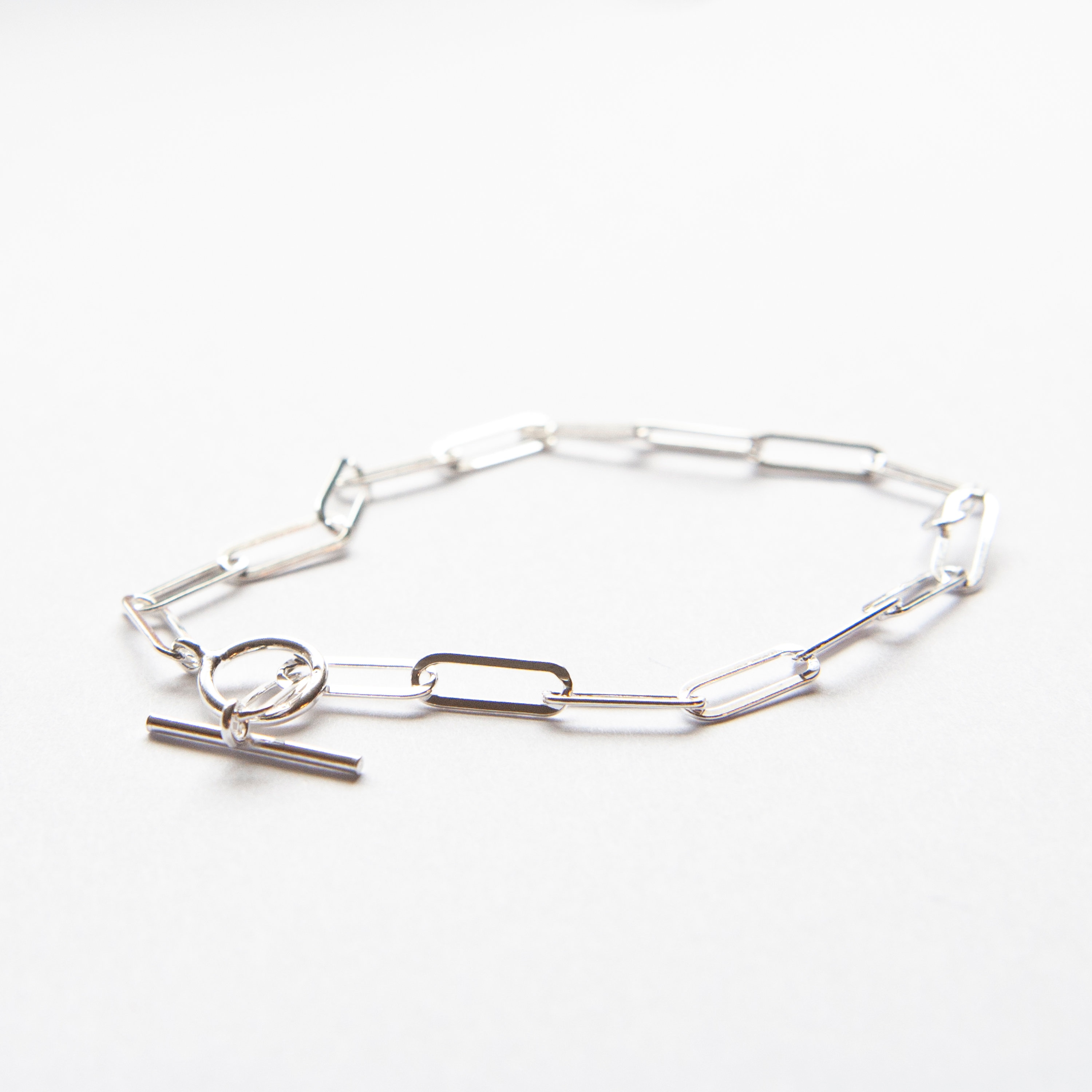 Silver Paperclip Bracelet Toggle Bracelet Layering Etsy