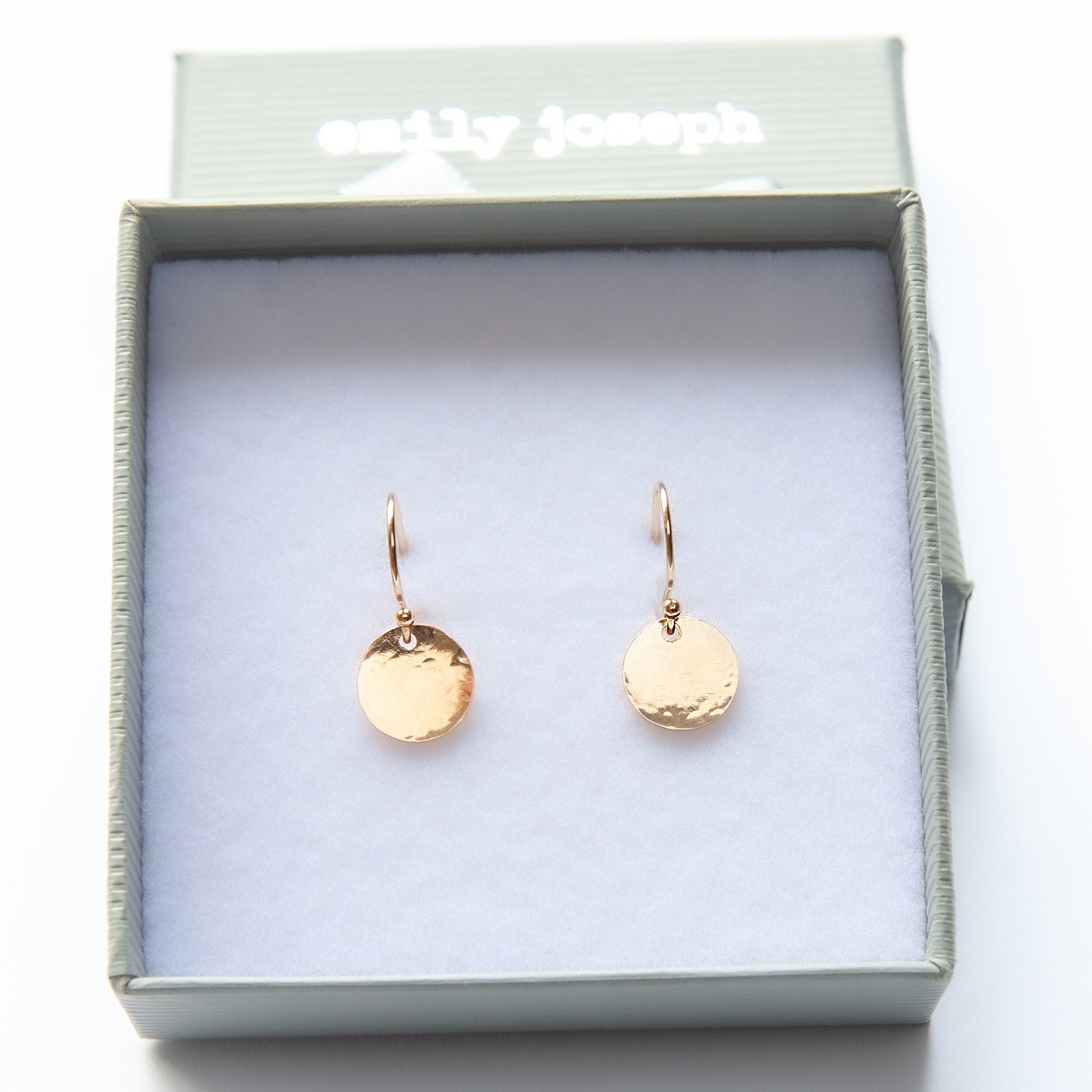 Gold Mini Disc Earrings, Hammered Circle Earrings, Gold drop earrings…