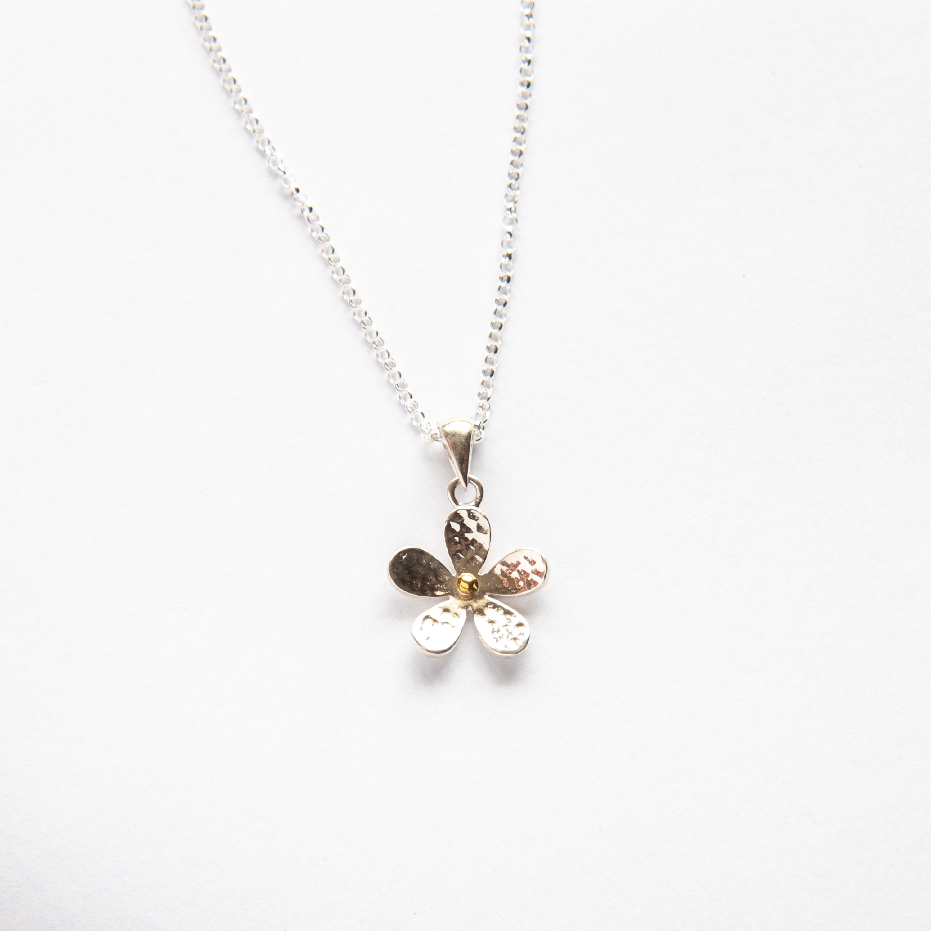 Daisy Necklace, Silver Flower Pendant, April Birthday Gift