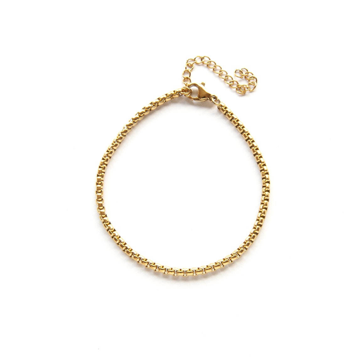 18K Gold Box Chain Bracelet Stacking Chain Bracelet Layering Etsy