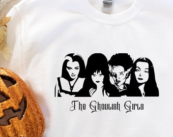 The Ghoulish Girls SVG, PNG, Halloween, digitaler Download, Morticia, Elvira, Lily Munster, Frankensteins Braut, Frauen, lustiges Halloween