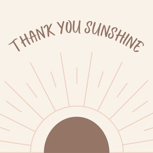 Bedankt Sunshine Bedankkaartsjabloon, PDF, Bedankkaarten, Kleine Bedrijven, Boho, Zon, Bedankkaarten, Verpakkingsbenodigdheden, Digitaal
