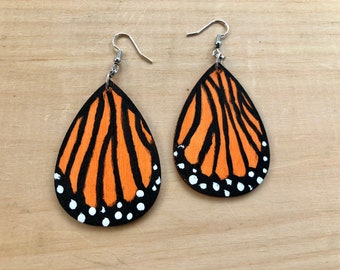 Butterfly wing earrings, hand painted