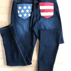 American flag hand painted jeans women’s size 8