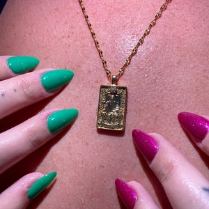 Gold Tarot Card Necklace style 11