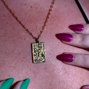 Gold Tarot Card Necklace style 12