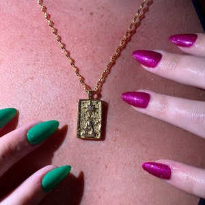 Gold Tarot Card Necklace style 9