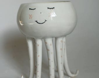 Olly the Octopus – Handmade Ceramic Octopus Bowl / Planter, Whimsical Ocean Creature