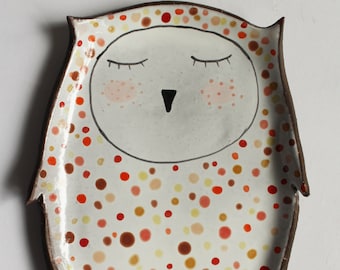 Handmade Ceramic Owl Ring Dish – Stoneware Trinket Tray