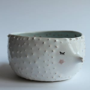 Sleepy puffer fish bowl - ceramic bowl, planter MADE TO ORDER