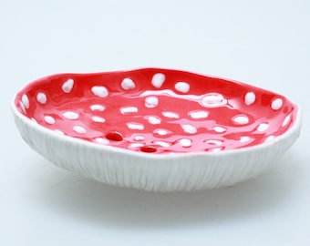 Amanita Muscaria, Red Toadstool, ceramic soap dish