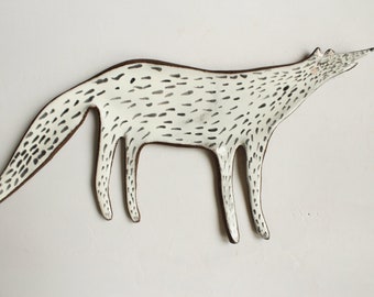 Handmade Ceramic Wolf Plate – Stoneware Wolf Ring Dish / Trinket Tray