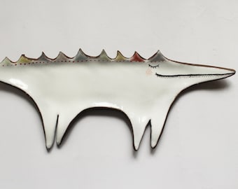 Handmade Ceramic Crocodile Plate – Stoneware Ring Dish / Trinket Tray