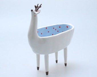 Rudolf the reindeer - ceramic reindeer bowl, planter