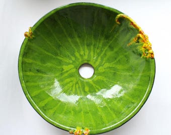 Handmade Ceramic Lizard Sink – Green Table‑Top Basin