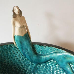 Beautiful mermaid ceramic table top sink, bathroom sink, handmade ceramic sink, made to order image 5