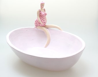 beautiful angel swimmer - ceramic table top sink, washbasin, bathroom sink, handmade ceramic sink, made to order